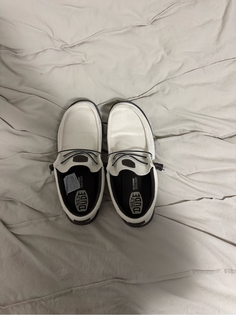 Hey Dude White and Black Men’s Casual Slip-Ons